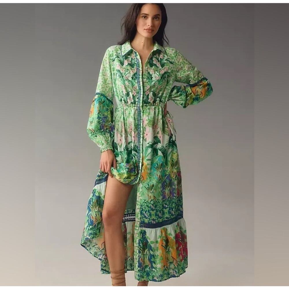 Anthropologie Eleanora Button Front Maxi Dress Size Small